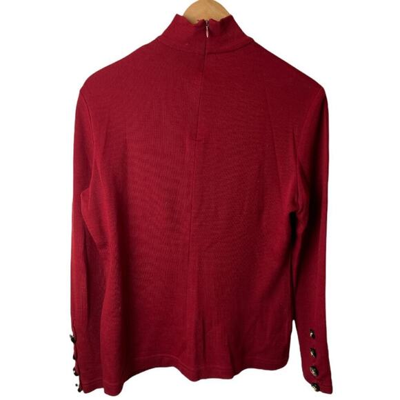 Vintage Mark Eisen Red Mock Neck Long Sleeve 100% Wool Sweater Women's Size L - Picture 2 of 7